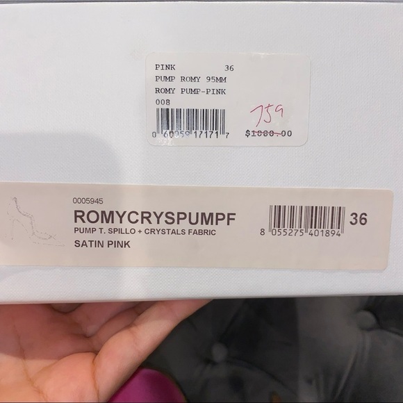 𝅺New Size 36 Amina Muaddi Romy Crystal Pink Pumps - Picture 8 of 8